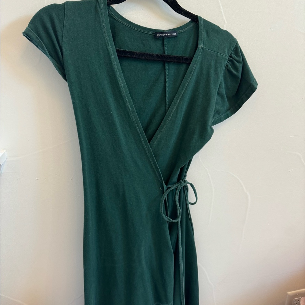 short green brandy wrap dress